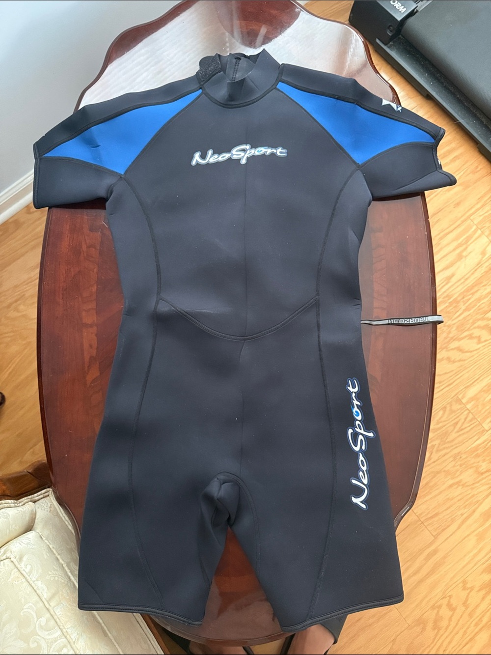 NeoSport Kids' Black & Blue Short Sleeve One-Piece Swimsuit